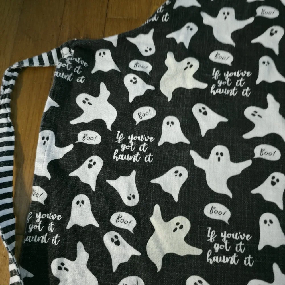 Glow In The Dark Halloween Ghost Apron If You've Got It Haunt It Black Cotton